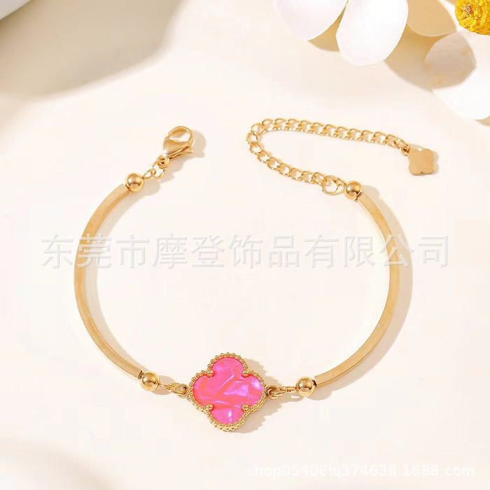 Wholesale titanium steel four-leaf clover bracelet JDC-BT-Modeng001