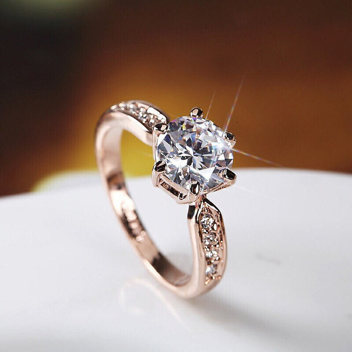 Wholesale Luxurious temperament simulation diamond ring, copper silver plated ring with open mouth, zircon single diamond movable mouth ring