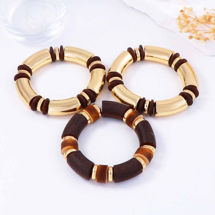 Wholesale Double-layer Stacked Wooden Necklace Bracelet suit All-match Women's Jewelry