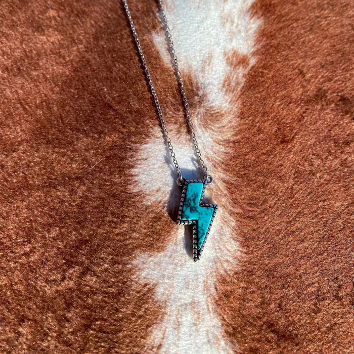 Wholesale Vintage Creative Turquoise Lightning Pendant Necklace