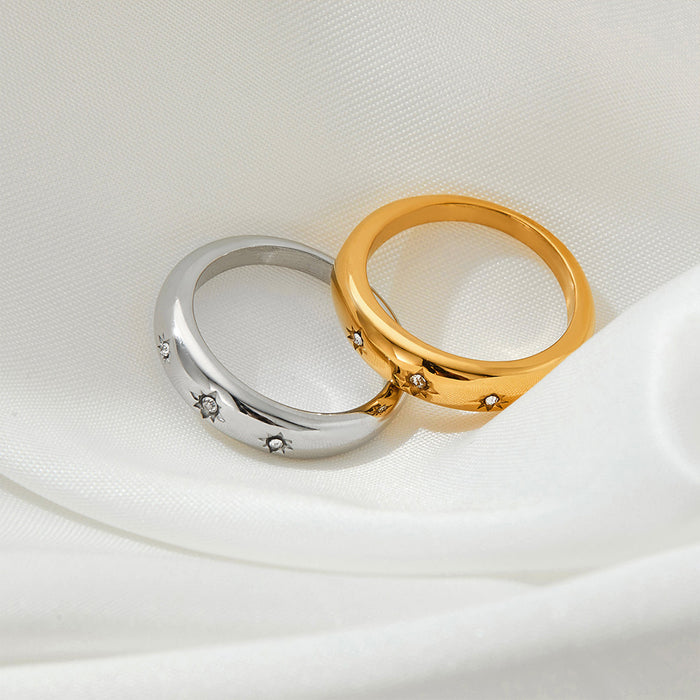 Wholesale Stainless Steel Eight-Pointed Star Micro-Inlay Ring