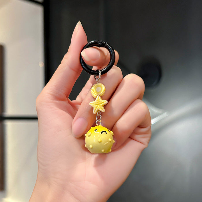 Wholesale Cute marine animal mobile phone lanyard resin keychain pendant car key decoration pendant
