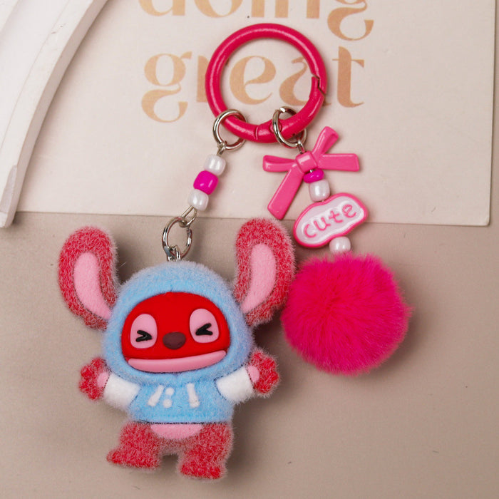 Wholesale Cute cartoon character flocked keychain