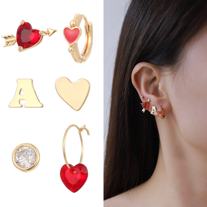 Wholesale Valentine's Day Series Pink Heart Earrings Set Combination JDC-ES-KenJie005