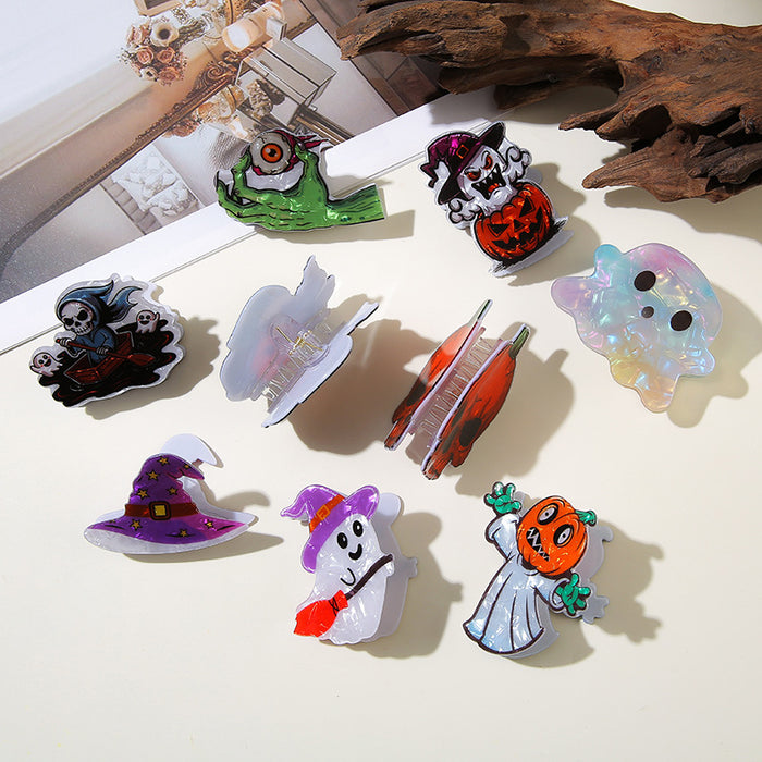 Wholesale Halloween imitation acetate  funny dark style shark clip personality creative pumpkin hairpin ghost clip