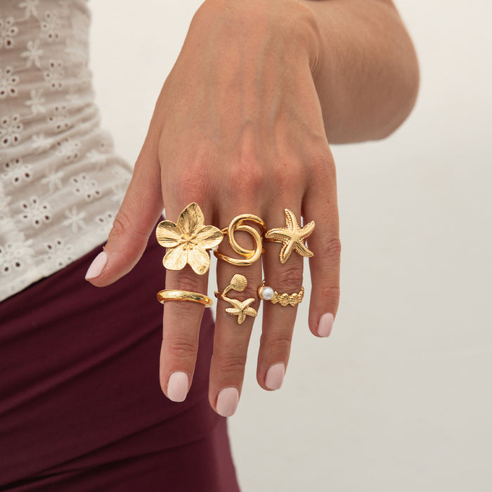 Wholesale Ring set Women's Niche Design Sun Starfish Irregular Alloy