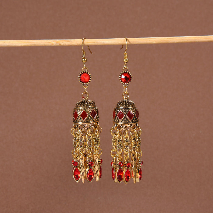 Wholesale Alloy Bohemian Tassel Long Ethnic Style Earrings JDC-ES-Gumi009