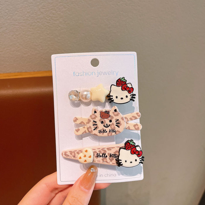 Wholesale Cute leopard print cat hair clip cartoon hairpin