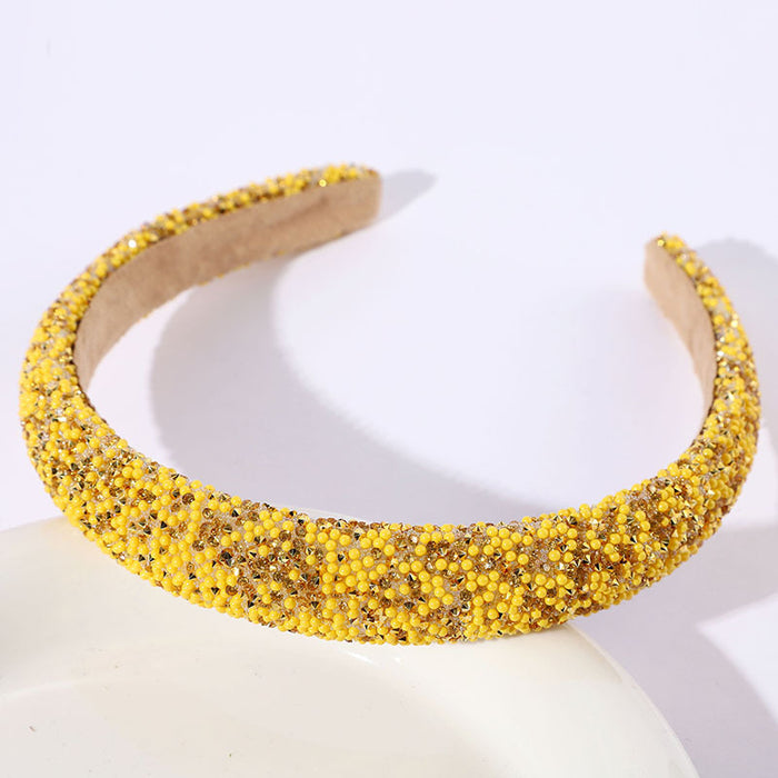 Wholesale Colorful Full Diamond Headband High-End Versatile Dopamine Color Headband Shiny Pearl Headband Hair Accessories