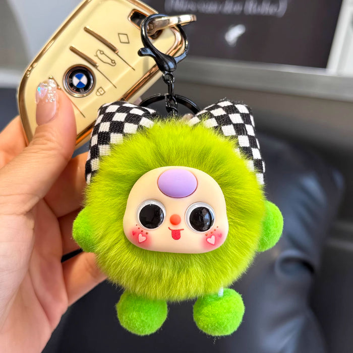 Wholesale Bowknot Small Coal Ball Fuzzy Keychain