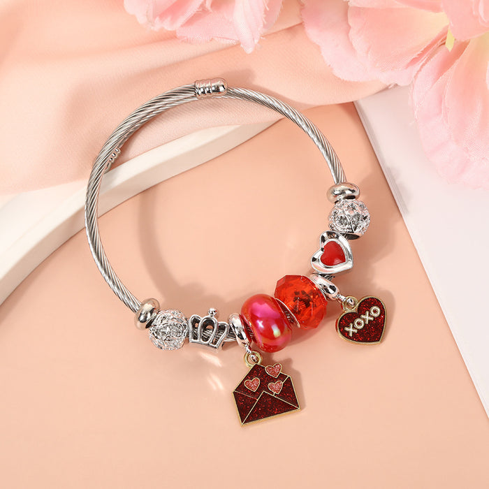 Wholesale Crystal bead stainless steel bracelet