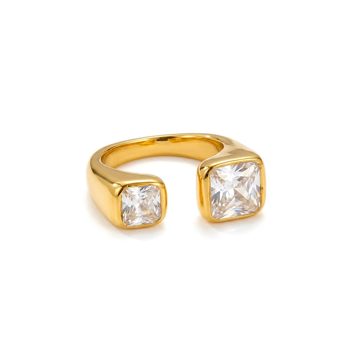 Wholesale Vintage-Style Square Zircon Open Ring for Women