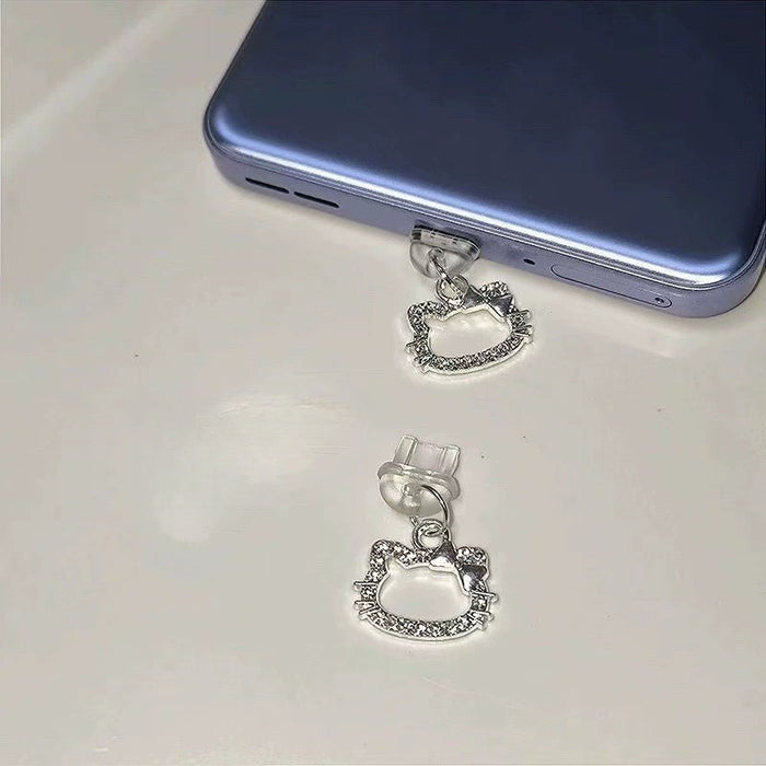 Wholesale Cute rhinestone phone charm with charging port,  universal dust plug,  type-C phone charm