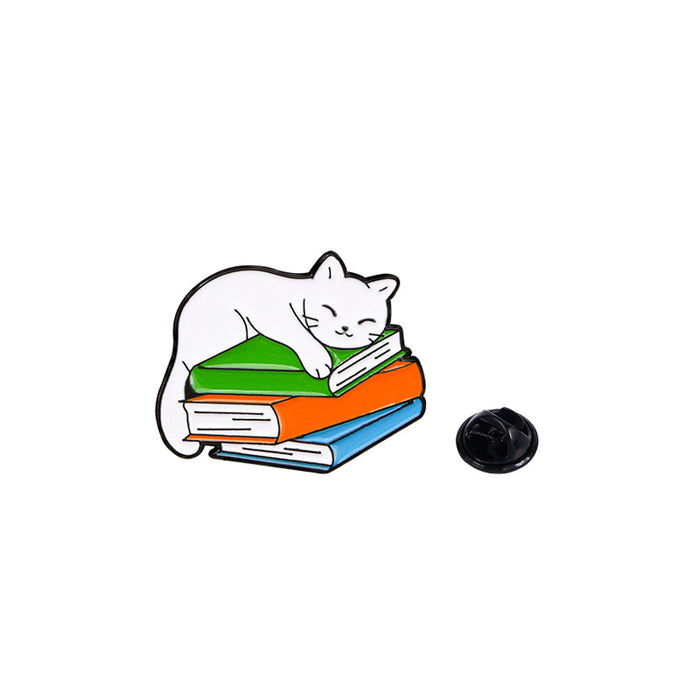 Wholesale Drop Oil Alloy Brooch Cartoon Cute Cat Book Animal Shape Clothes Schoolbag Decorations Badge