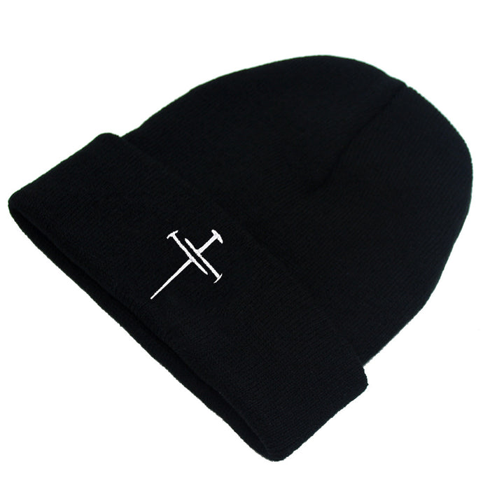 Wholesale Autumn and Winter Cross Embroidery Knitted Wool Pullover Hat JDC-FH-ZhiXie013