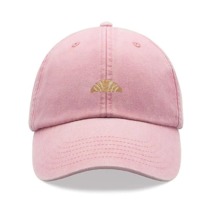 Wholesale Retro Croissant Print Washed Baseball Cap Trendy Adjustable Curved Brim Sun Hat For Everyday Wear