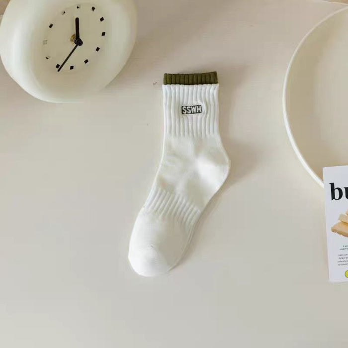 Wholesale Socks, white socks, double ribbed new style, mid length socks, cotton socks, breathable