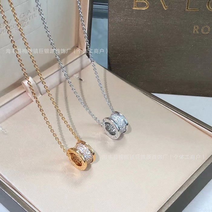 Wholesale Cnc High Version Large Waist Necklace Women's All-match18k Rose Gold Plated Full Diamond Small Waist Clavicle Chain