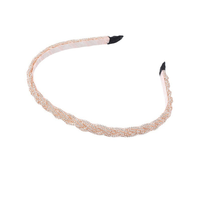 Wholesale Beaded twisted braid headband with millet beads crystal hairpin handmade beaded crystal hair accessories