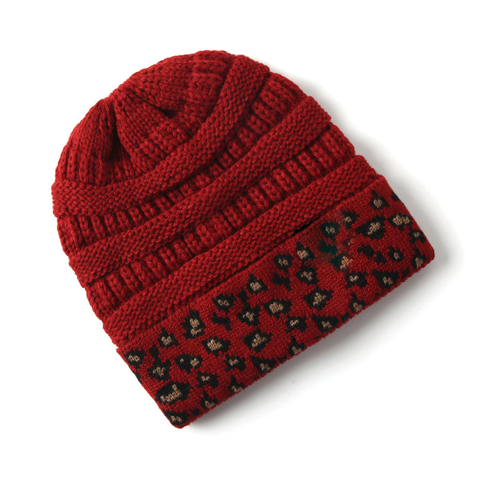 Wholesale Winter warm leopard print knitted hat
