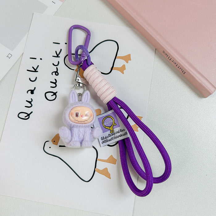 Wholesale flocked cute doll keychain backpack charm