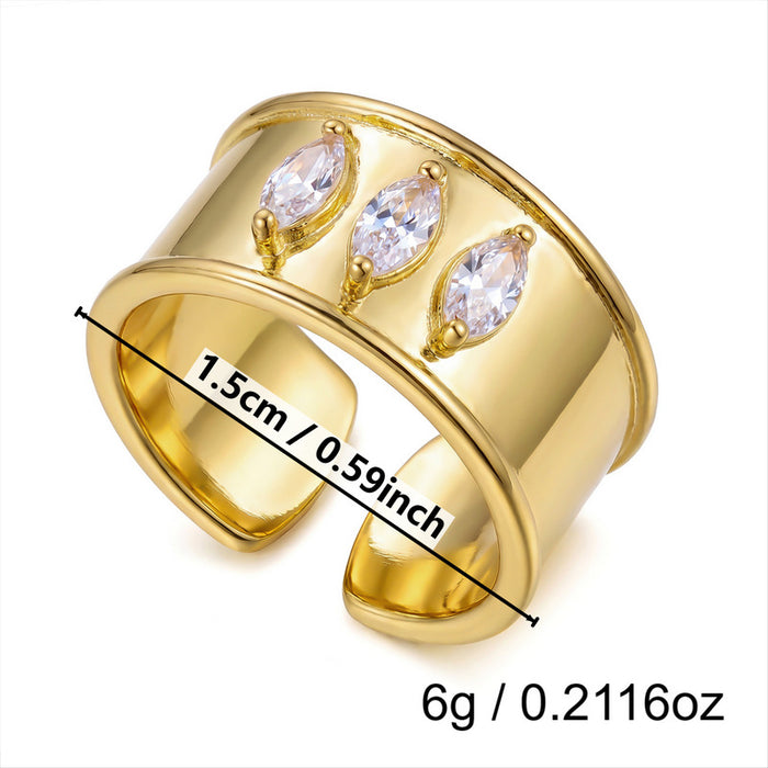 Wholesale Geometric Stackable Ring with Zircon Copper Plated Fashion Jewelry Accessory