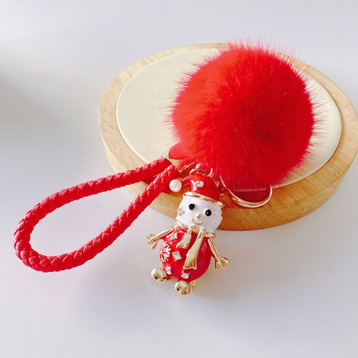 Wholesale Rhinestone Oil Drop Christmas Hat Shoes Snowman Sika Deer Hair Ball Zinc Alloy Keychain JDC-KC-ZhanLun019