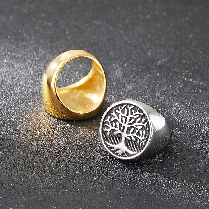 Wholesale Titanium Steel Tree of Life Ring Vintage Stainless Steel Tail Ring