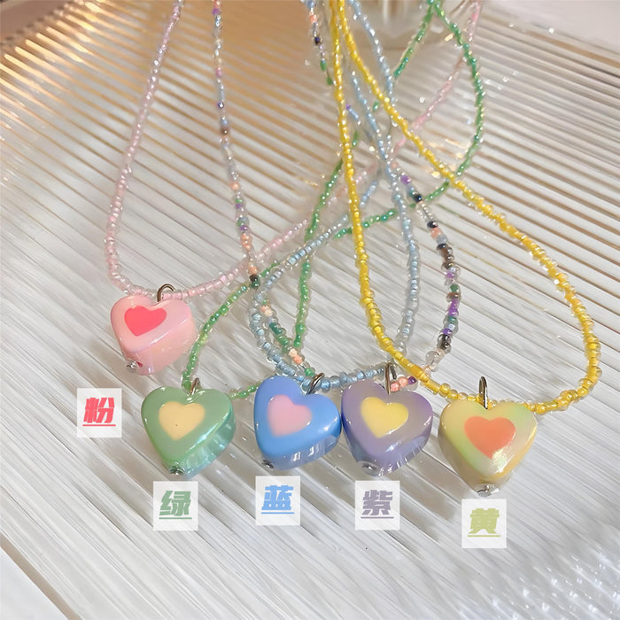 Wholesale Girly Heart Red Apple Design Necklace