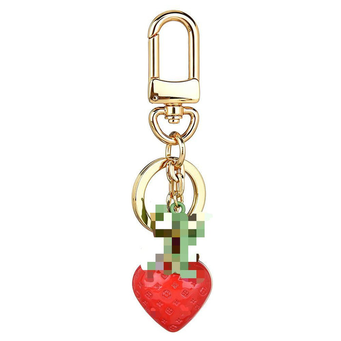 Wholesale Fresh Strawberry Bag Charm Keychain Alloy Gold Plated Women S Purse Pendant Everyday Gift Accessory