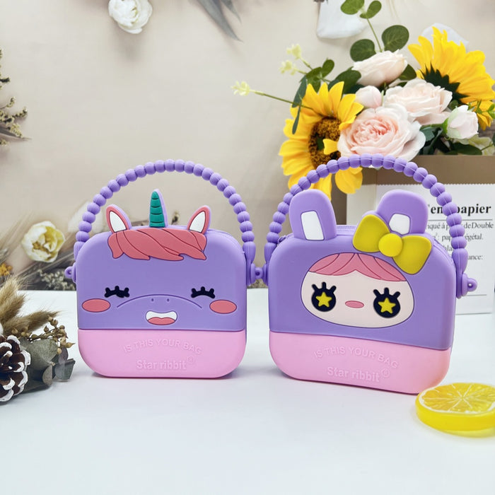 Wholesale  handbag children's silicone coin purse student bag cartoon girl storage bag