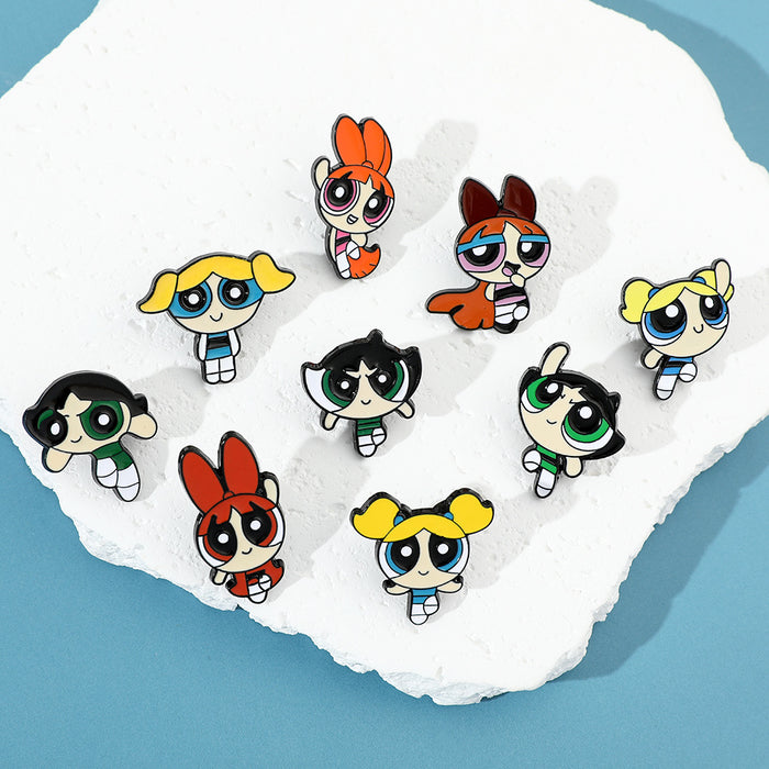 Wholesale Cartoon Characters Little Girl Metal Badge Girls Alloy Oil Dripping Brooch Accessories Pin