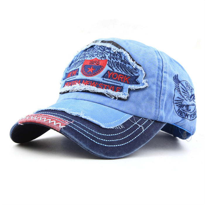 Wholesale 100%  Cotton Washed Mountain Embroidery Sun Protection Baseball Cap