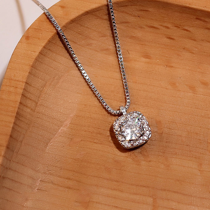Wholesale Square zircon necklace, light luxury, simple and versatile temperament, collarbone chain
