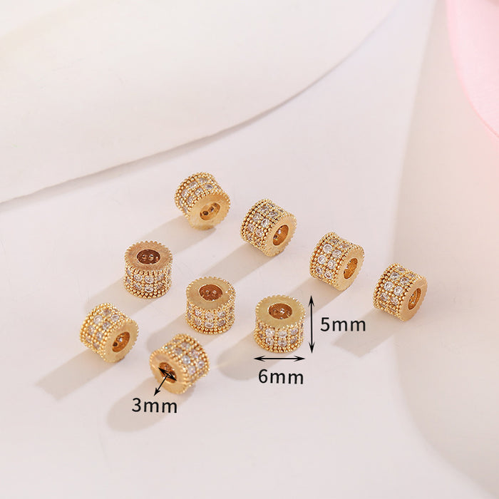 Wholesale 10pcs Copper Plated 18K Real Gold Micropaved Zircon Hollow Spacer Beads JDC-BDS-NanT005