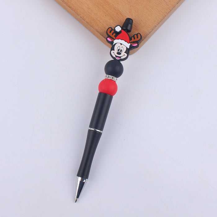 Wholesale Cartoon Christmas Santa Claus Silicone Plastic Bead Pen JDC-PN-GuangTian011