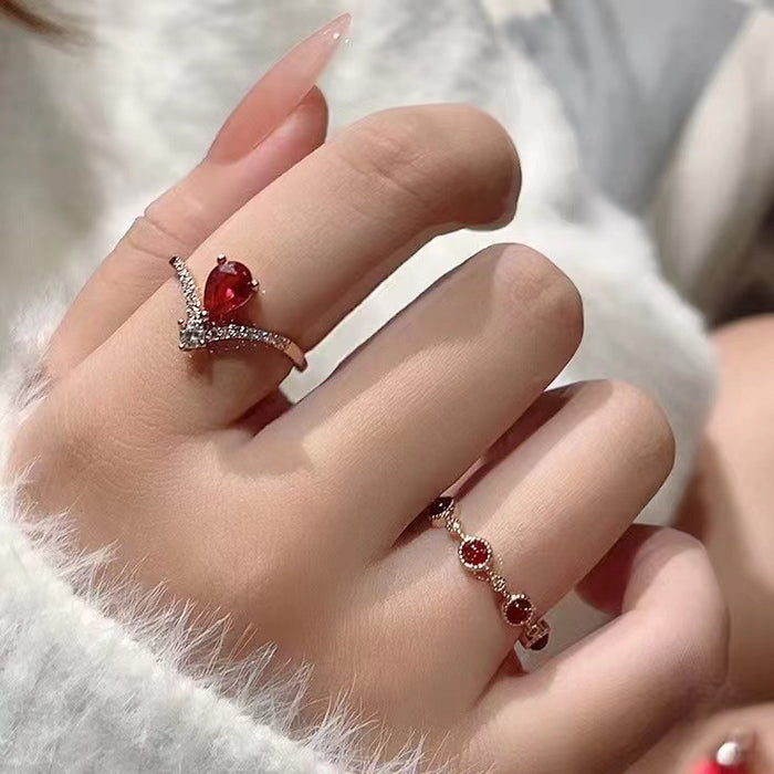 Wholesale Vintage exquisite micro inlaid zircon ring with a versatile temperament, layered ring, index finger ring