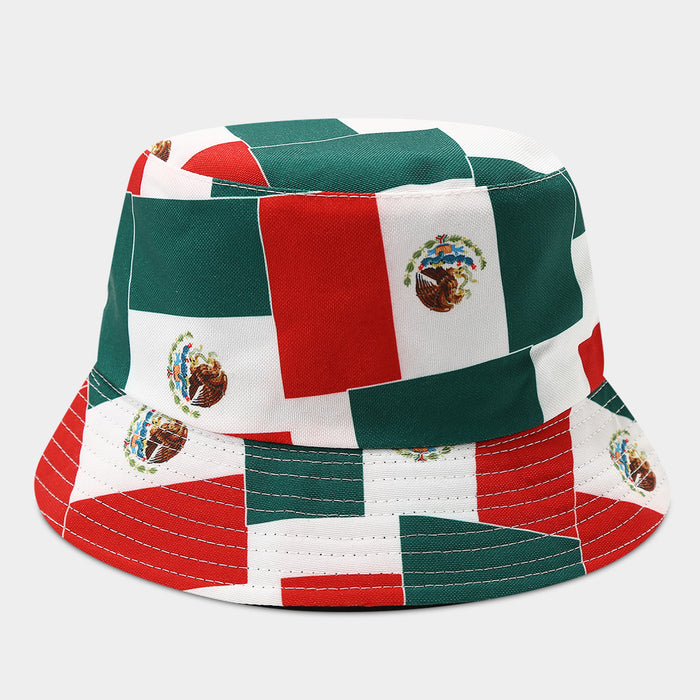 Wholesale Summer World Cup National Flags Pattern Double-Sided Bucket Fashionhat for Men and Women