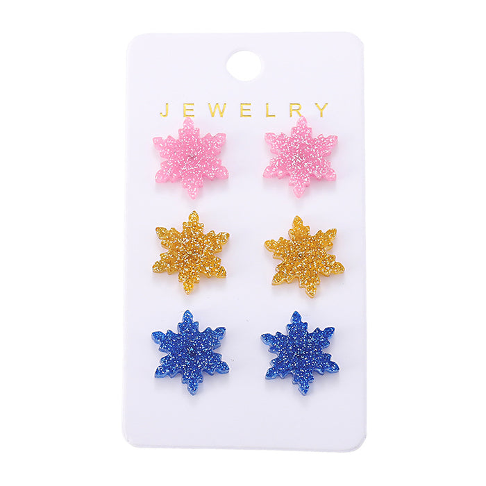Wholesale Christmas Winter Colorful Snowflake Sequin Earring Set