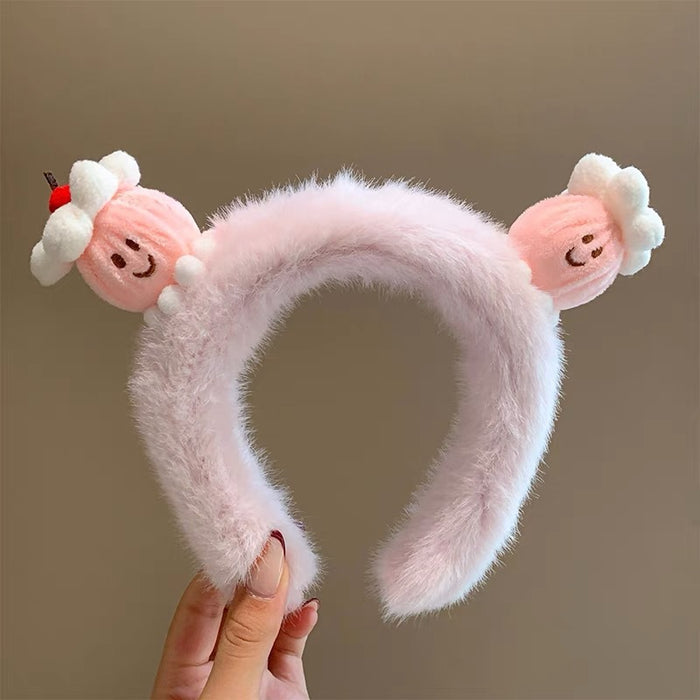 Wholesale Cute Bow Lace Plush Rabbit Ear Hair Band Women Wash Face Hair Band