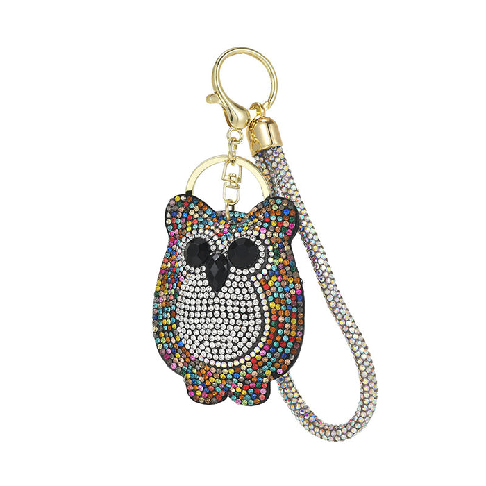 Wholesale Rhinestone-Embellished Velvet Owl Keychain