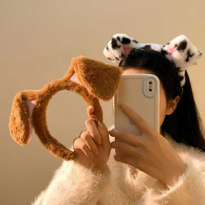 Wholesale Autumn and Winter Plush and cute spotted dog ear headband