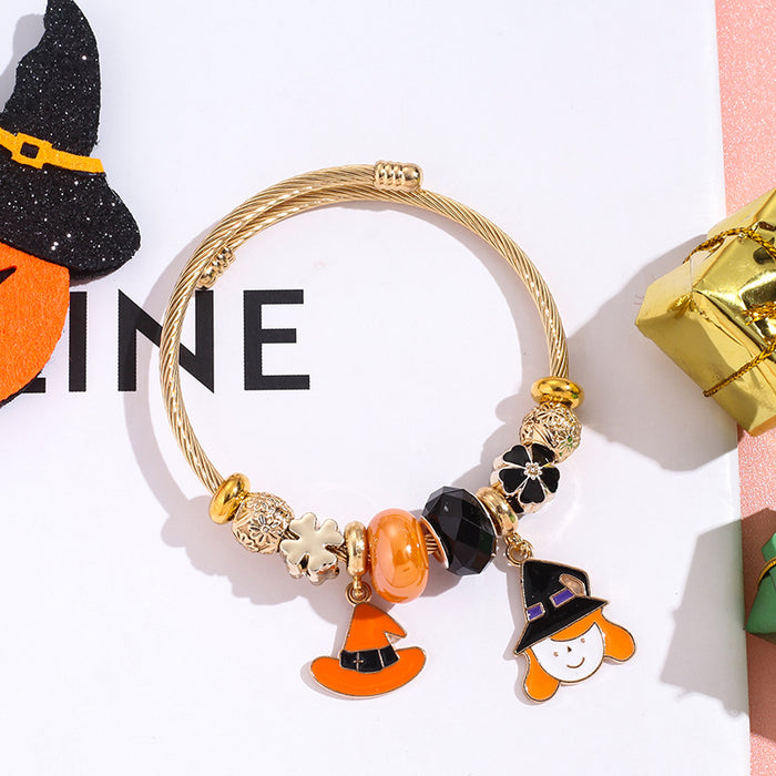 Wholesale Cartoon Stainless Steel Bracelet Magic Hat Witch Design MOQ≥2