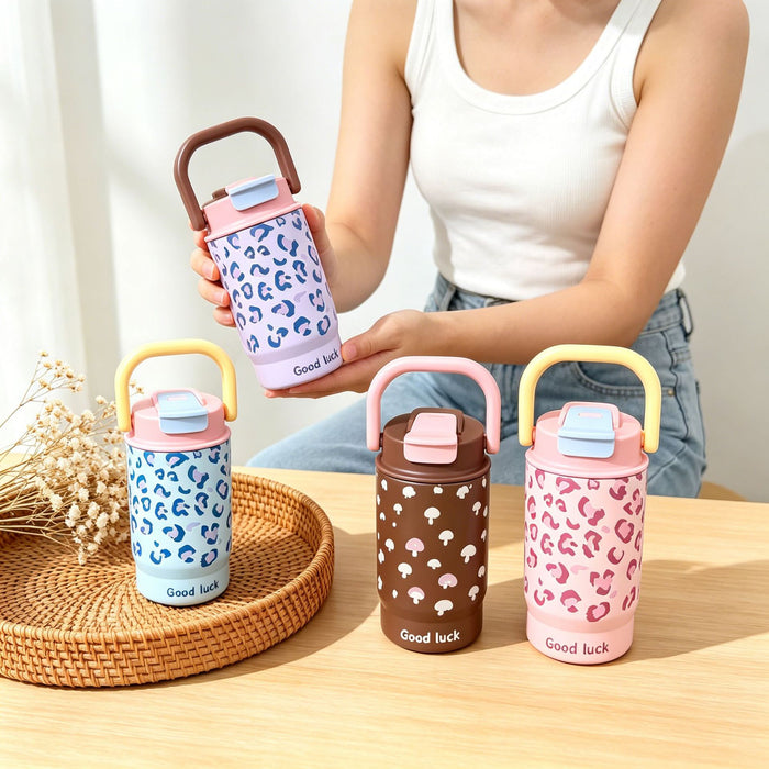 Wholesale 316 Stainless Steel Insulated Coffee Cup With Handle Leopard Print Portable For Everyday Gift