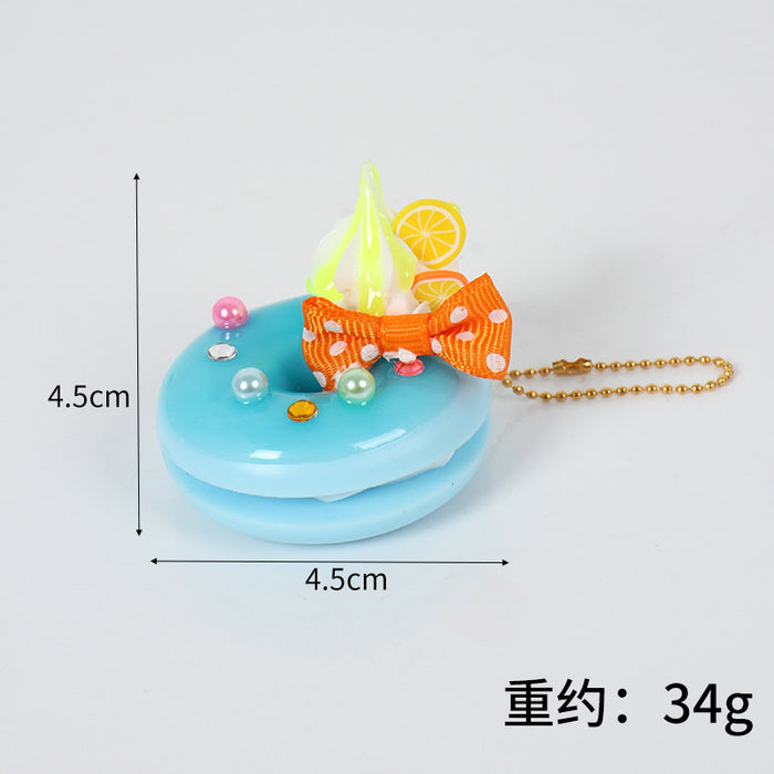 Wholesale PVC Donut Keychain Simulated Dessert Pendant Chic Bag Charm And Car Key Accessory MOQ≥5