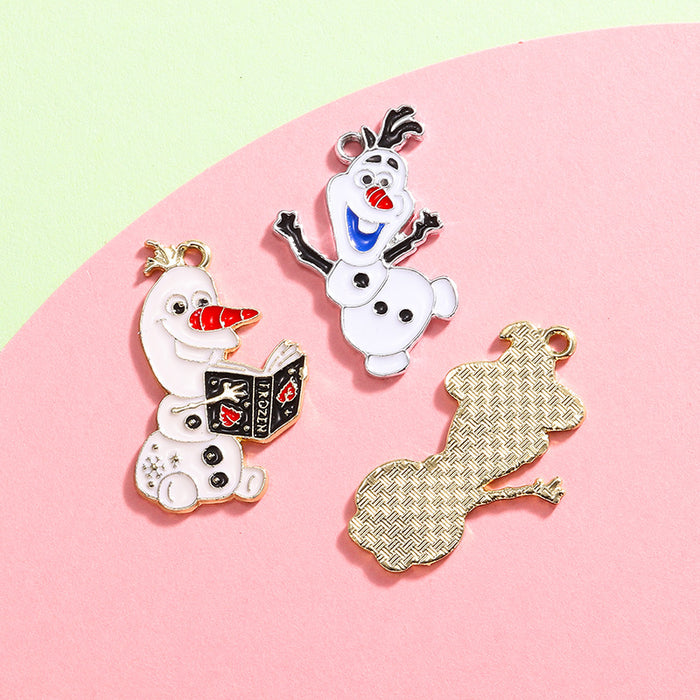 Wholesale retention animation cartoon snow treasure snowman jewelry pendant diy earrings drop oil creative cute bracelet pendant