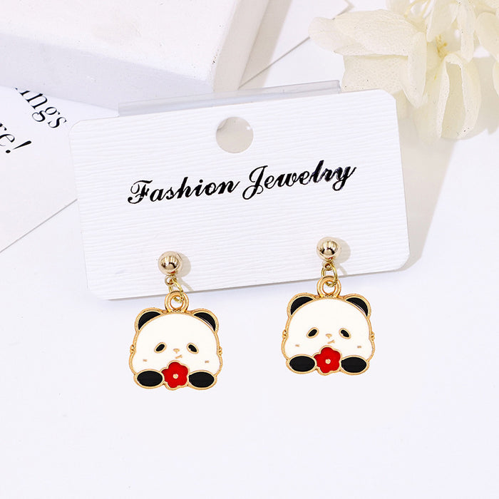 Wholesale Cartoon Panda Ethnic Style Earrings S925 Silver Needle Fashion Accessory Gift MOQ≥2