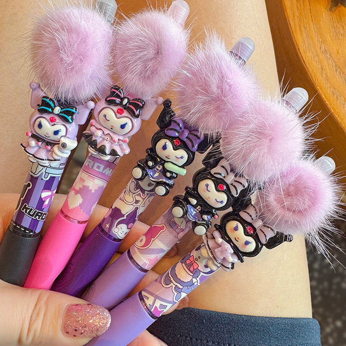 Wholesale 5pcs Creative animal pom-pom pens