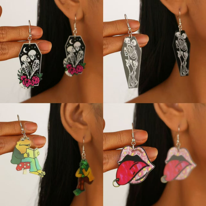 Wholesale  Cherry Skull Lonely Frog Acrylic Cartoon Earrings Earrings Jewelry