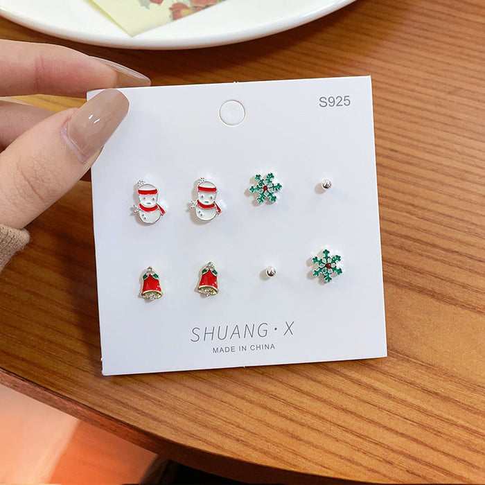 Wholesale Alloy Earrings Christmas Snowflake Elk Set JDC-ES-shuangx004